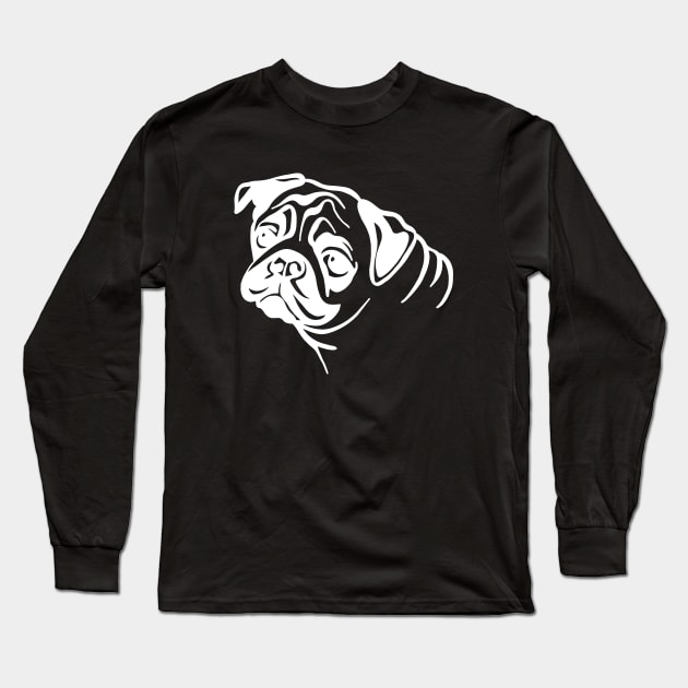 Pug Long Sleeve T-Shirt by valentinahramov